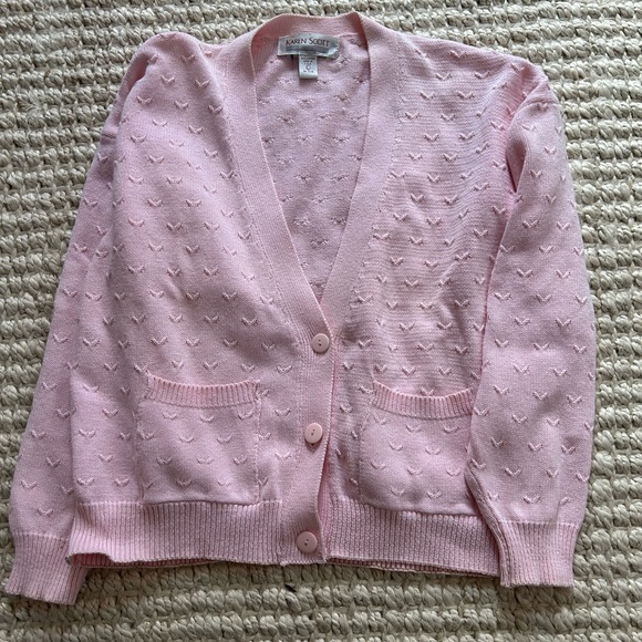Vintage Karen Scott Knit Pink Button Front Cardigan size Large - Picture 1 of 4